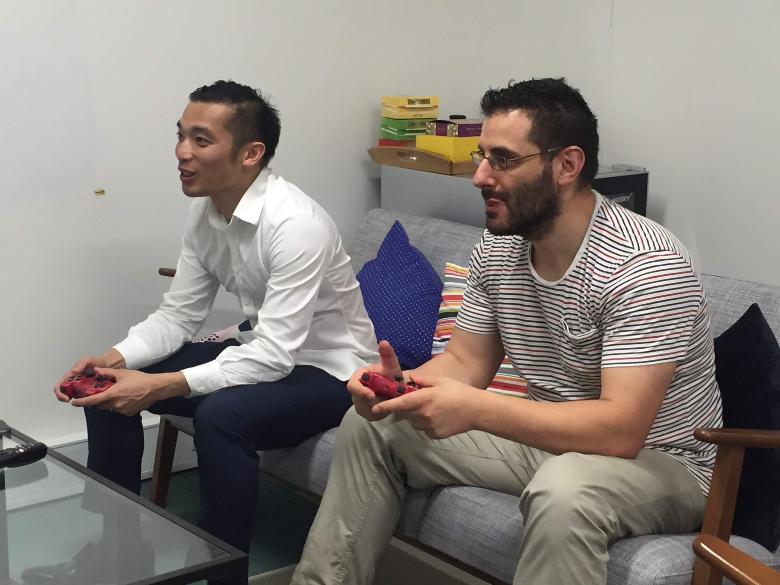 Atarix founders playing Fifa video games
